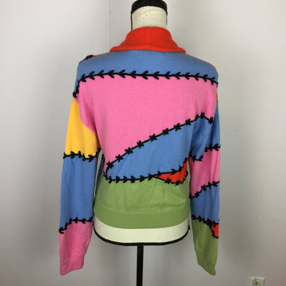 Moschino Couture Milano Sweater Cardigan Size 10 Womans Wool Cashmere Colorblock - Picture 2 of 16